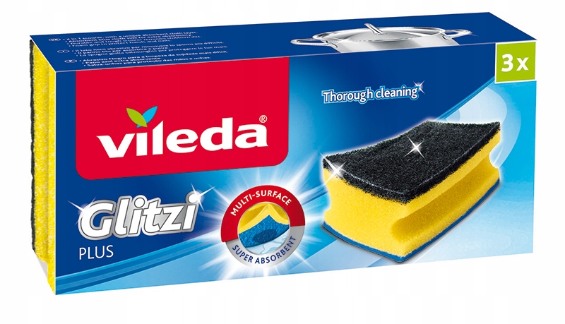 Губки кухонные Glitzi plus, 94*65*45мм., 3шт./уп., желт. Vileda - фото 5