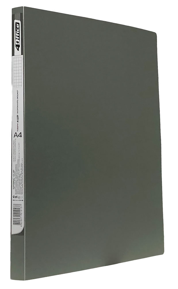 Папка со скоросшивателем и карманом, корешок 18мм., 500мкм пластик, до 150 лист., серый 4Office - фото 3