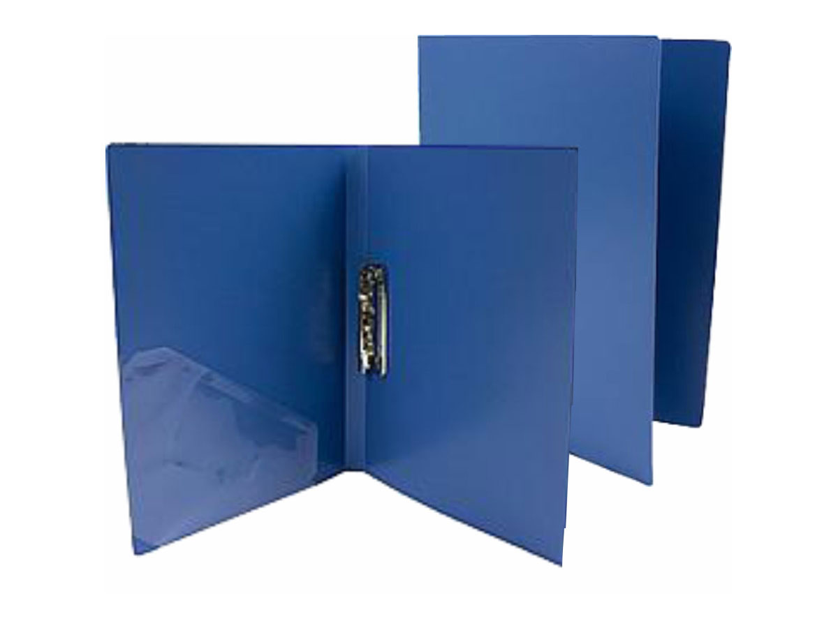 Папка с боковым прижимом и карманом, корешок 18мм., 500мкм пластик, до 120 лист., син. 4Office - фото 3