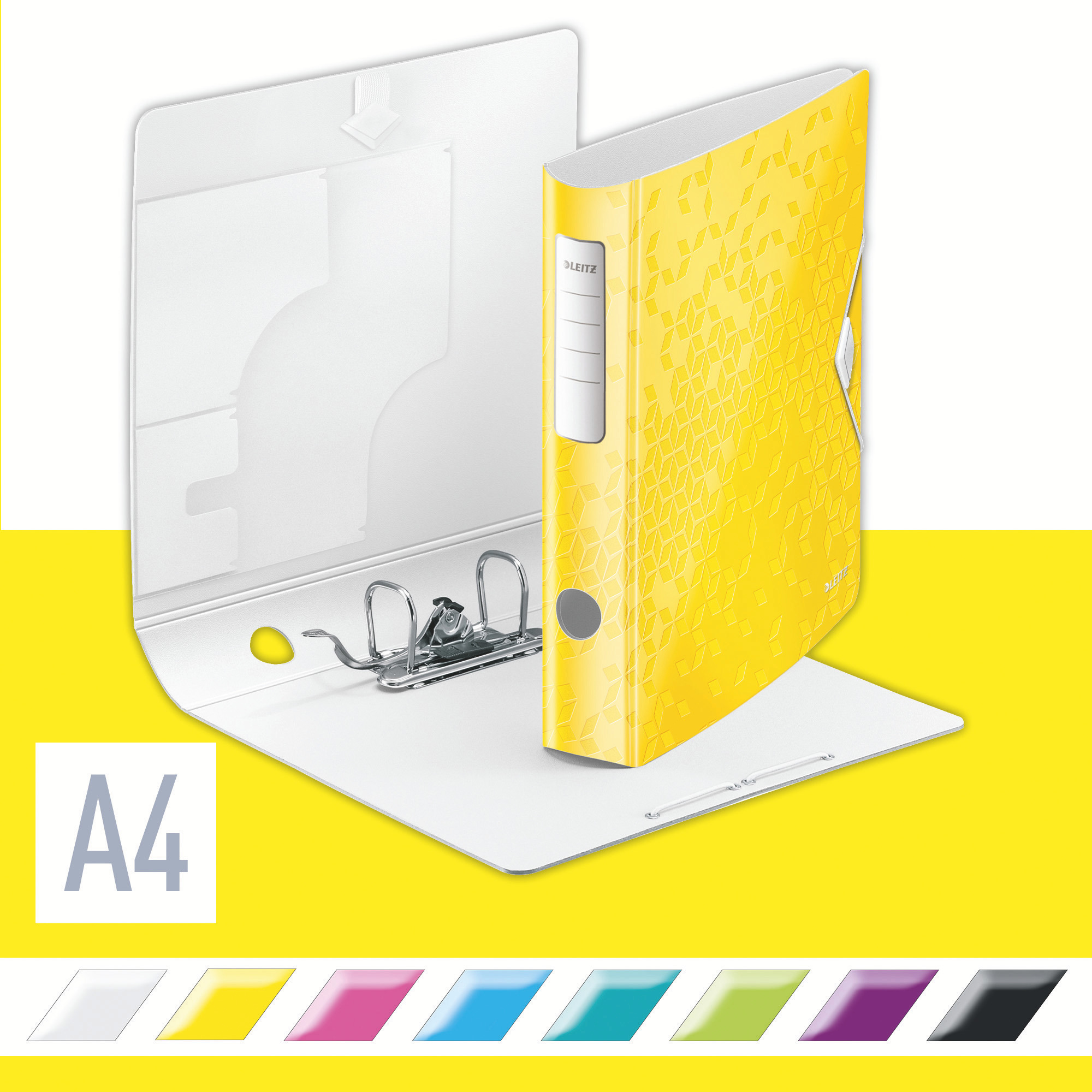 Регистратор 8,2см. А4 (PP) Active Wow, метал, желт. LEITZ - фото 5