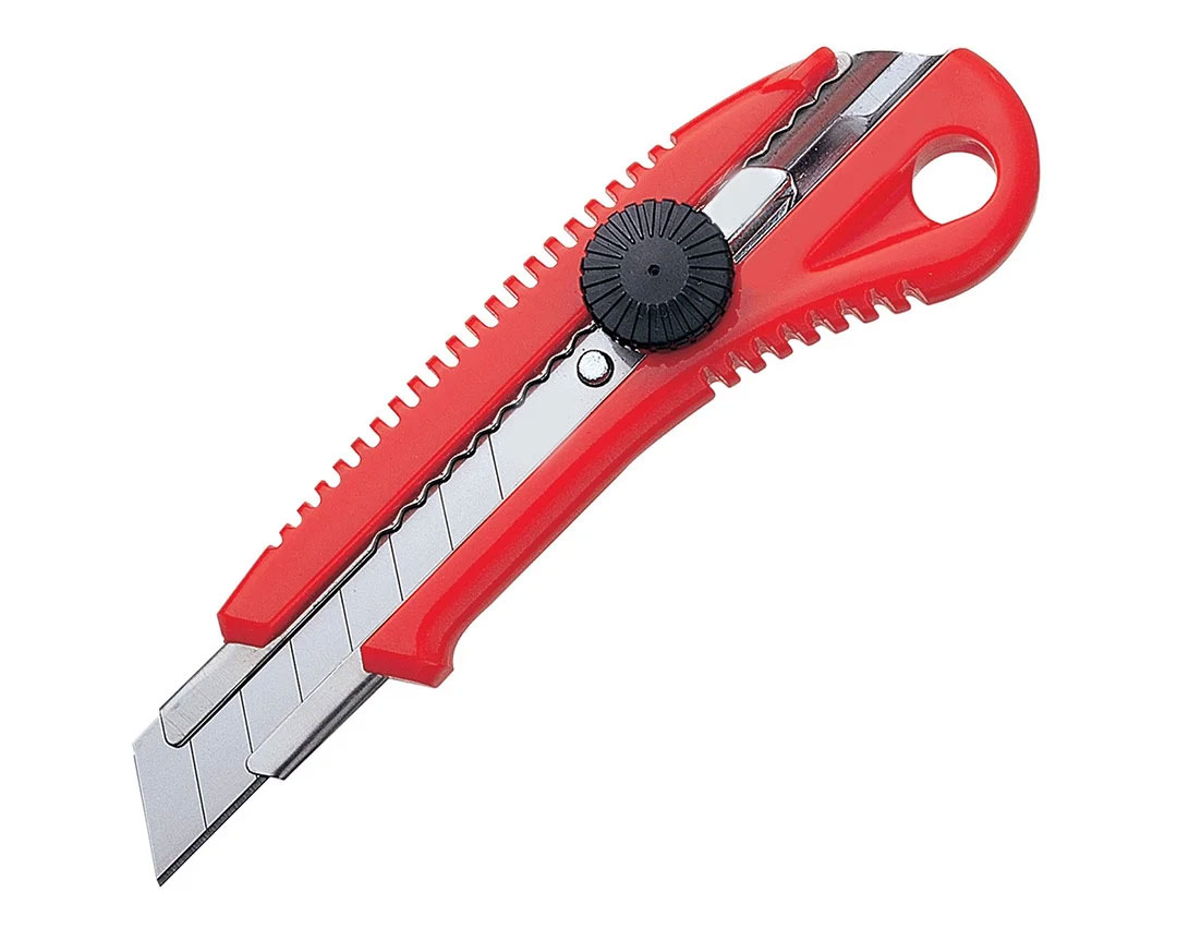 Нож канцелярский большой 18мм., метал. направляющая, винтовой фиксатор лезвия NORMA - фото 2