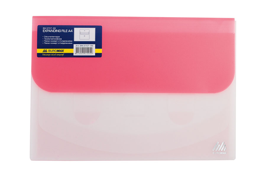 Папка-конверт на липучке А4 Travel на 4отд., полупрозр., ассорт. BuroMax - фото 6