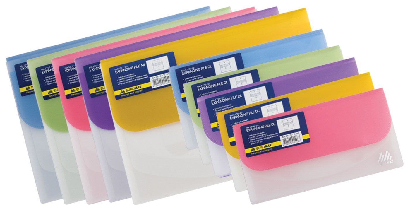 Папка-конверт на липучці Dl Travel на 4відд., полупроз., асорті BuroMax - фото 6