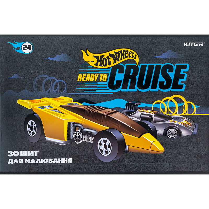 Тетрадь для рисования, 24л., скоба, софт тач + УФ лак, «Hot Wheels» Kite - фото 6