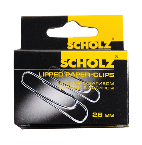 Скріпки 28мм., никель., круглі із загином, 100шт., картон. уп. Scholz - фото 2