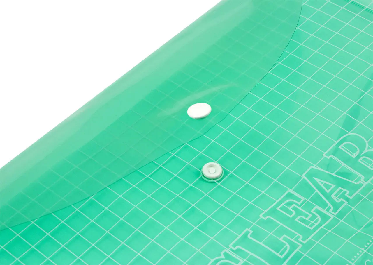 Папка-конверт на кнопке А4, тонкая, прозр. в клеточку, ассорт. 4Office - фото 3