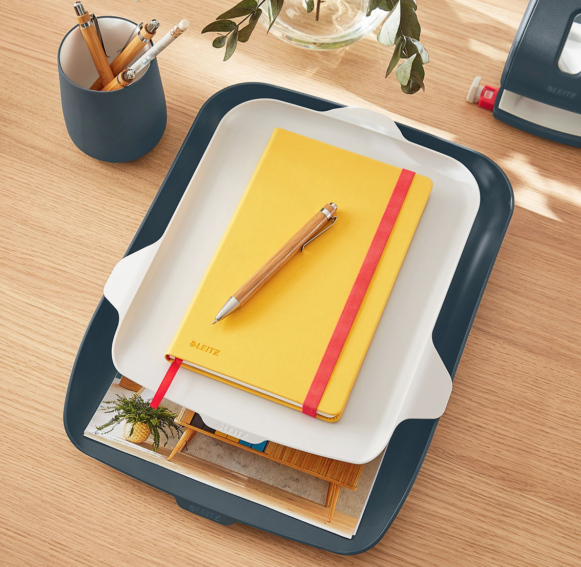 Лоток горизонтальний Leitz Cosy з органайзером, сірий LEITZ - фото 6