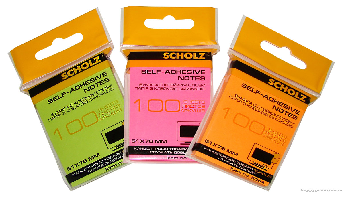 Блок паперу з клейким шаром  51*76мм.*100л., неон., асорті Scholz - фото 4