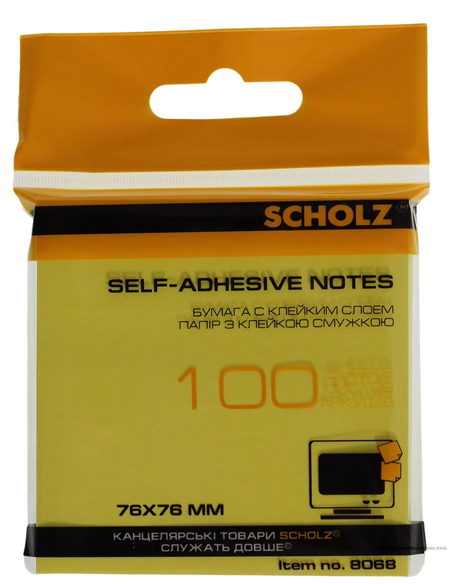 Блок бумаги с клейким слоем 76*76мм.*100 листов, неон., ассорт. Scholz - фото 5