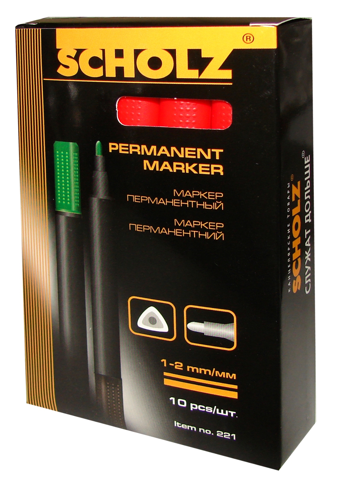 Маркер перманентный, круглое острие 1-2мм., красн. Scholz - фото 4