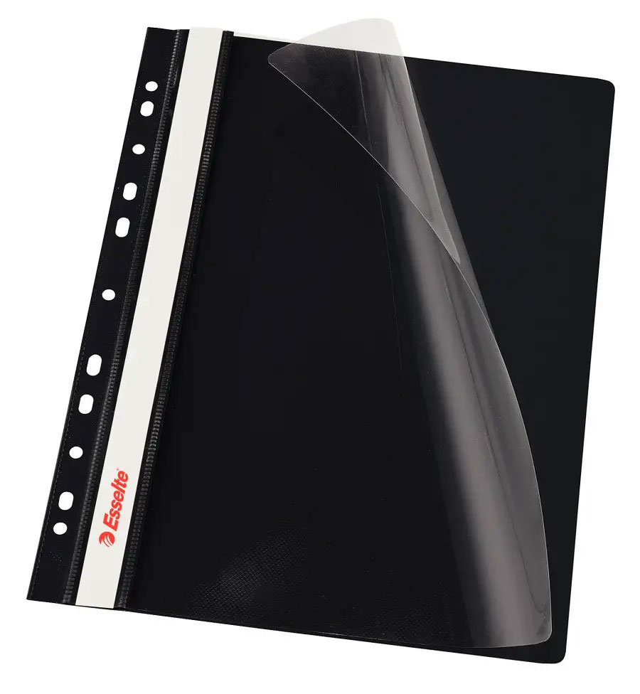 Скоросшиватель с прозрачным верхом, плотный, европерфорация, 10шт./уп., черн. Esselte - фото 3