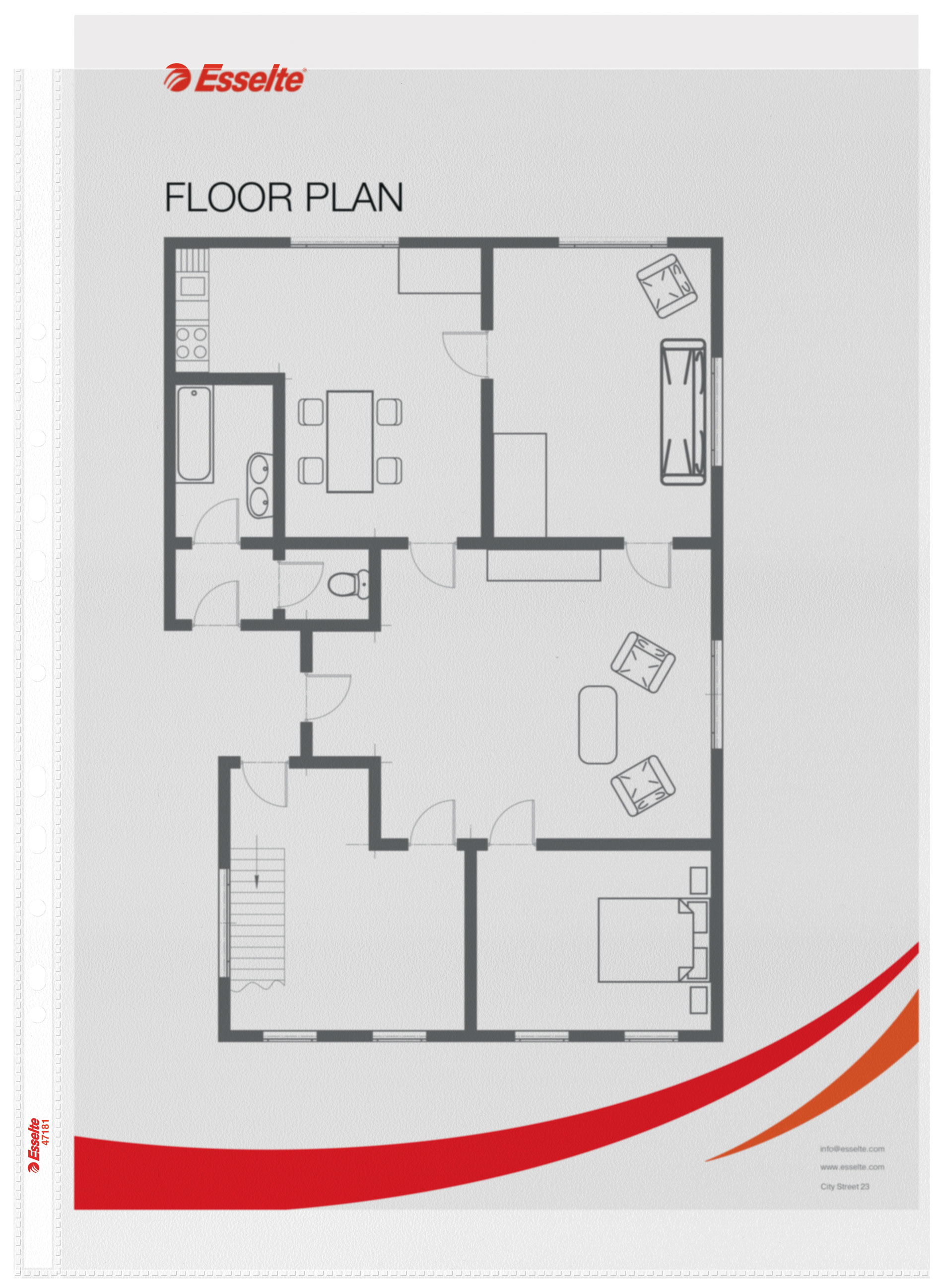 Файл матовий А3, вертикальний, 85мкм.,  верхній розріз, 10шт./уп. Esselte - фото 2