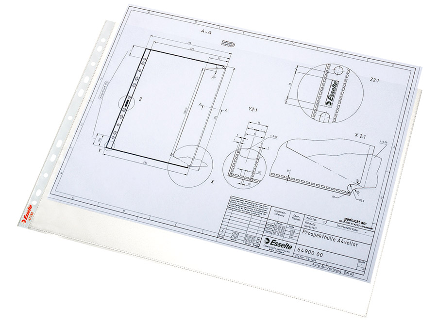 Файл матовий А3, горизонтальний, 85мк., 10шт./уп., перфор. по узкой стороне Esselte - фото 1