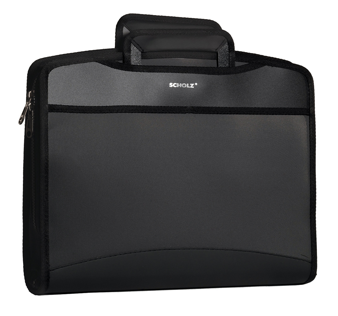 Папка-картотека на 6+2 отделения, А4, на молнии, с ручками, черн. Scholz - фото 2