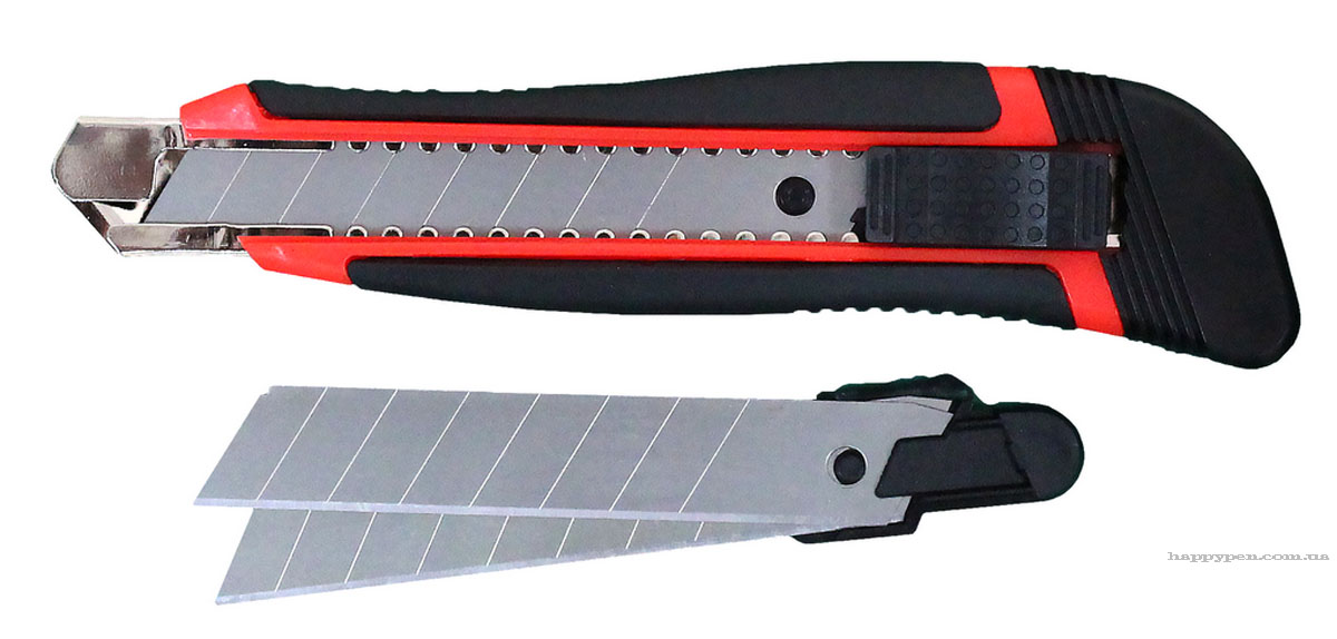 Ніж канцелярський великий 18мм., металева направляюча, гумові вставки NORMA - фото 4