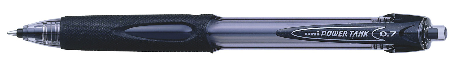 Ручка шариковая автоматическая Power Tank, 0,7мм., корпус прозр., стержень черн. Uni - фото 3