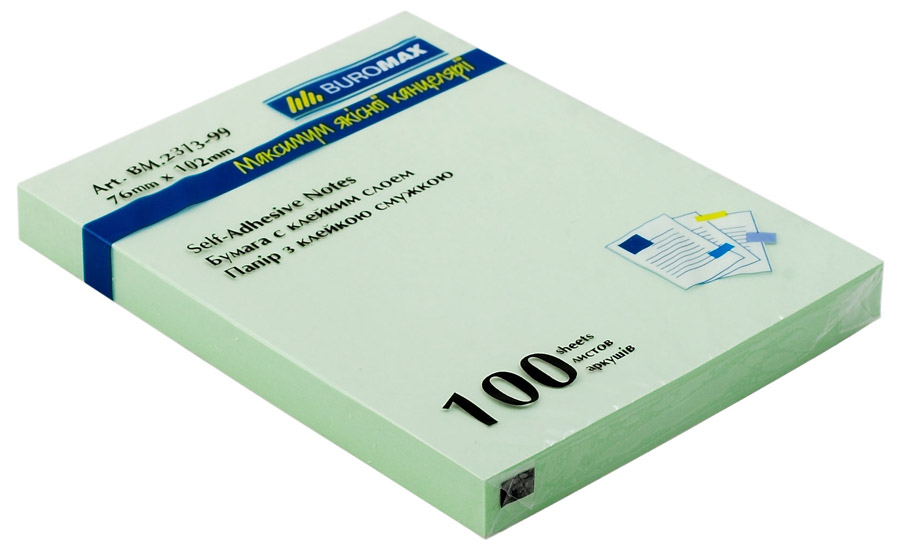 Блок бумаги с клейким слоем 102*76мм.*100 листов, mix BuroMax - фото 2