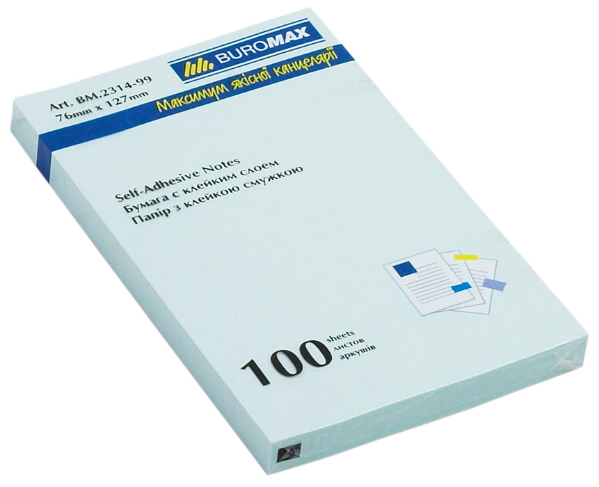 Блок паперу з клейким шаром 127*76мм.*100л., mix BuroMax - фото 4