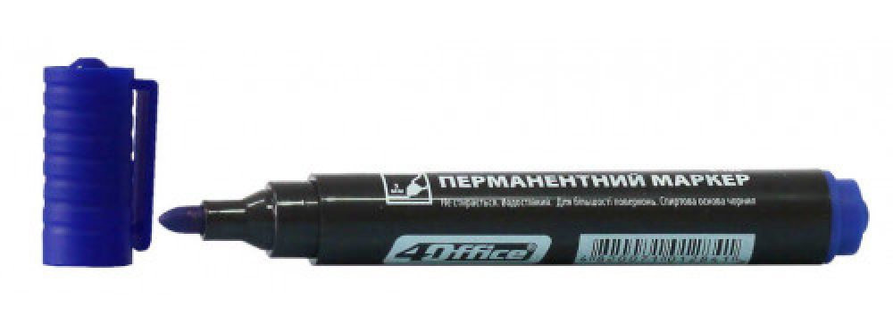 Маркер перманентный, круглое острие 1-2,5мм., син. 4Office - фото 3