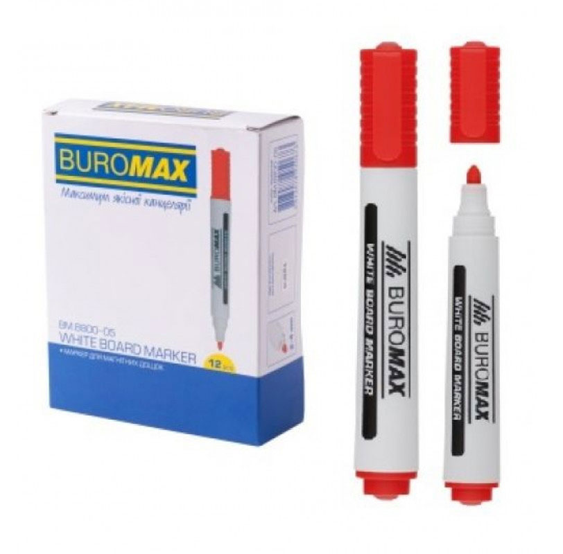 Маркер для досок круглое острие 2-4мм., красн. BuroMax - фото 2