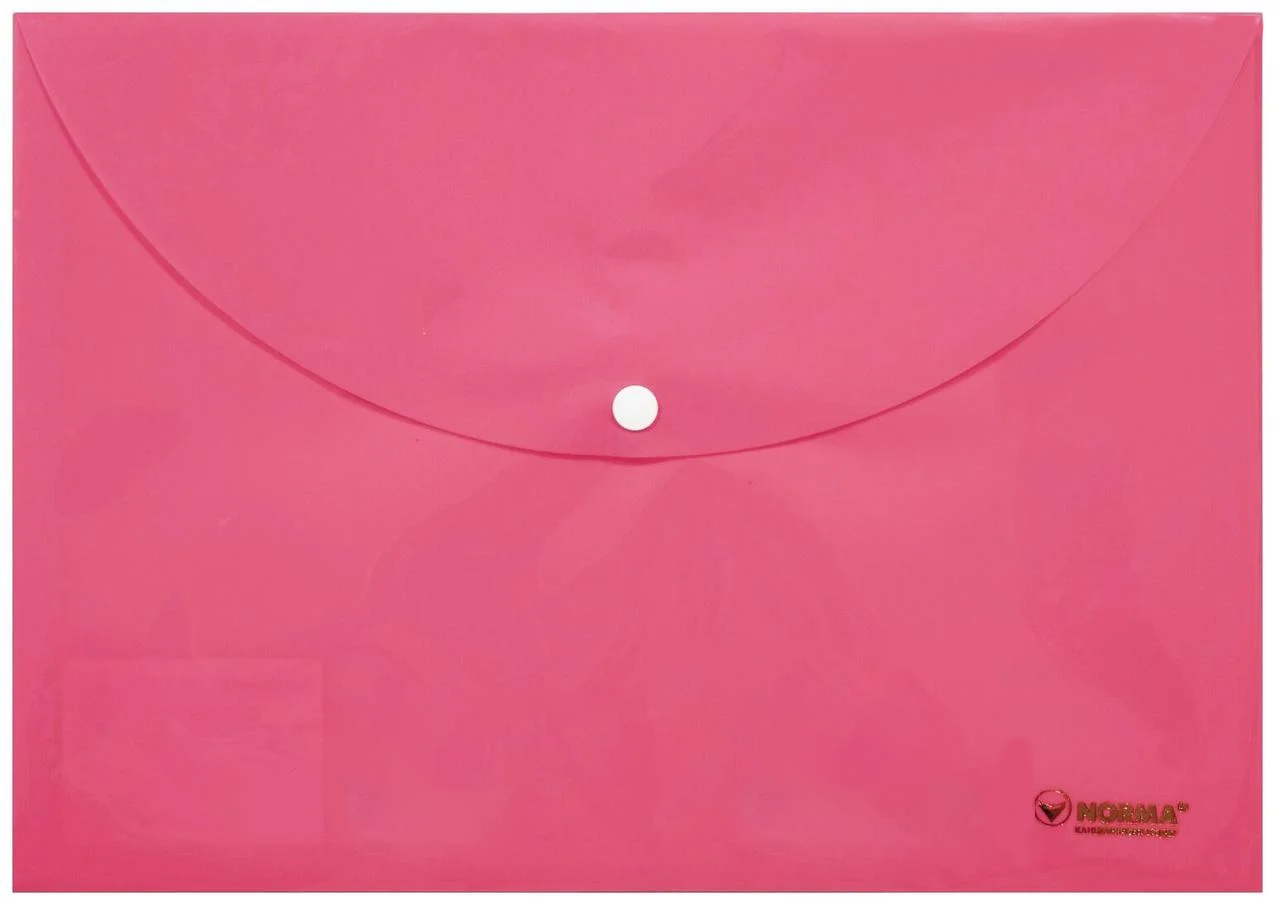 Папка-конверт на кнопке А4, Pastel, 160мкм., непрозр., розов. NORMA - фото 1