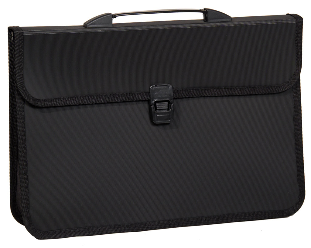 Портфель-картотека на 2 відділення, В4, з тканинною окантовкою, чорн. 4Office - фото 3