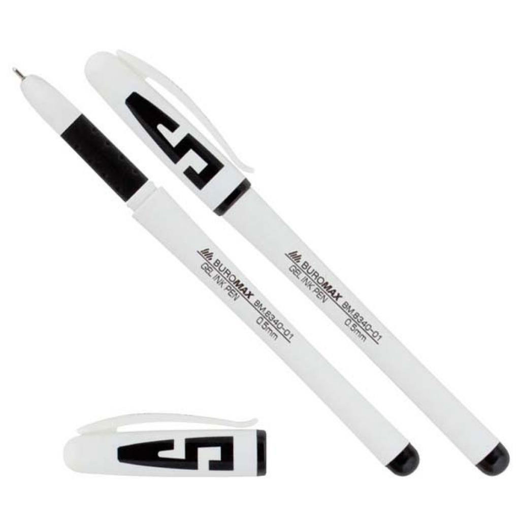 Гельова ручка JOBMAX, корпус біл., ст. чорн. BuroMax - фото 2