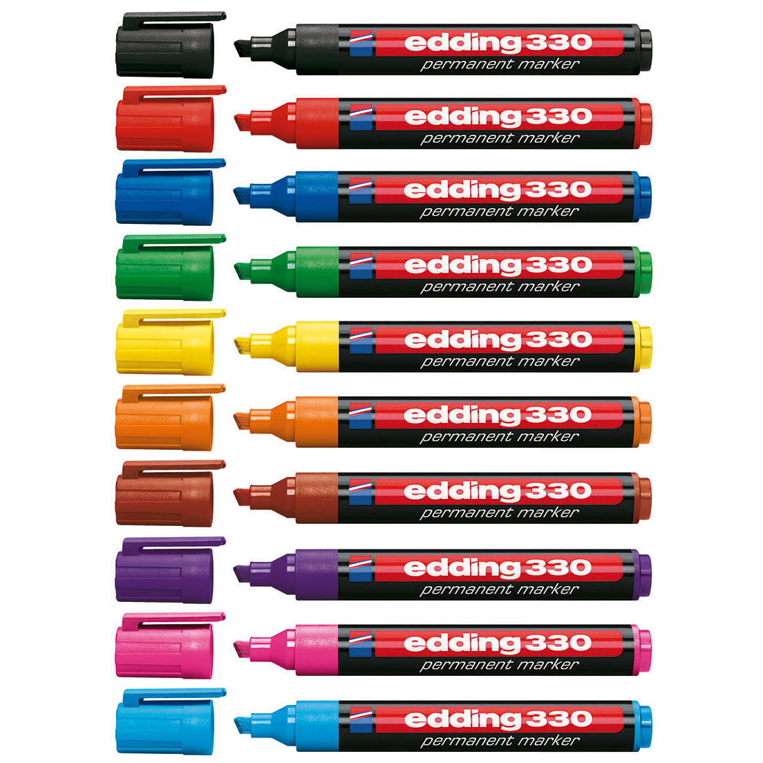 Маркер перманентный, клиновидное острие 1-5мм., 330, красн. Edding - фото 3