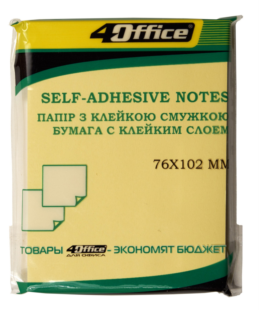Блок паперу з клейким шаром  76*102мм.*100л., асорті 4Office - фото 3
