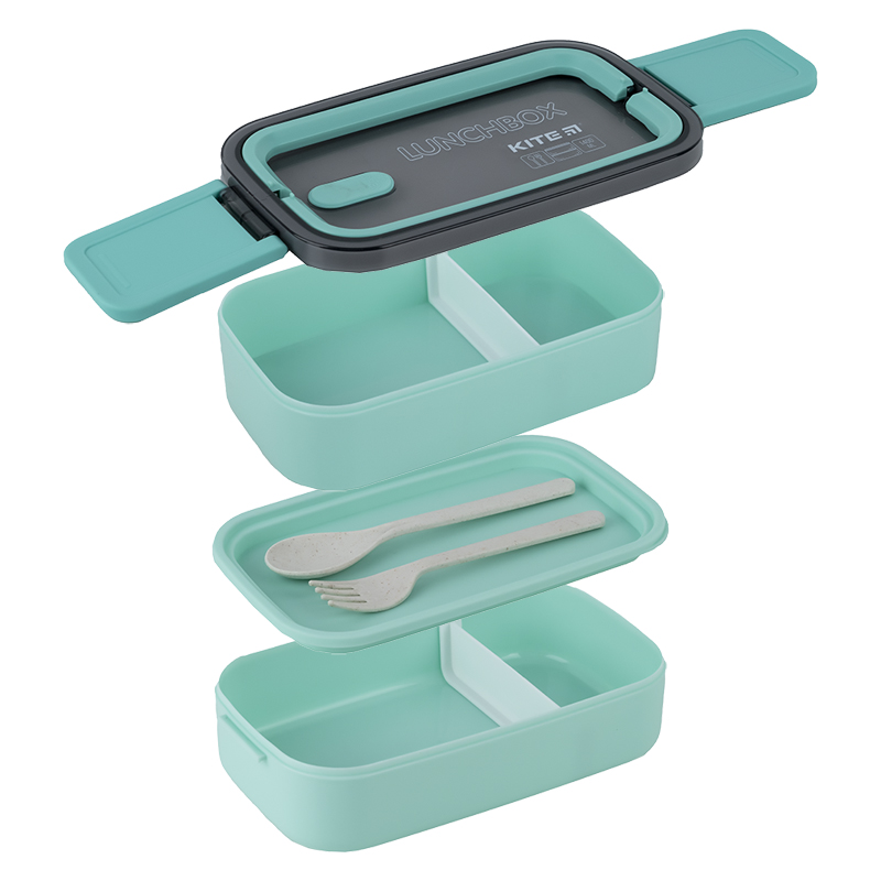 Ланчбокс двойной с наполнением 1400 мл, зеленый Kite - фото 3