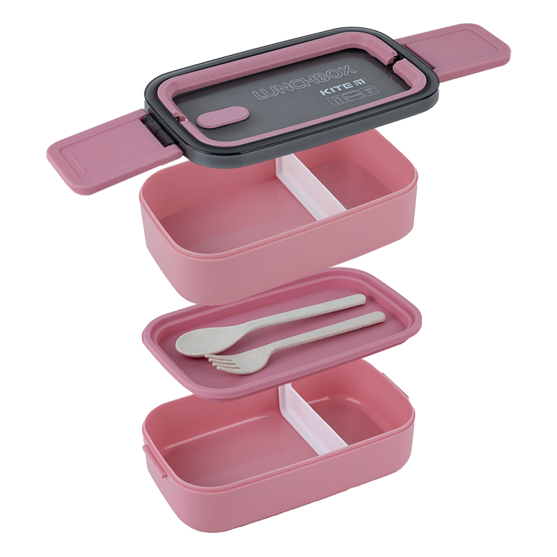 Ланчбокс двойной с наполнением 1400 мл, розовый Kite - фото 4