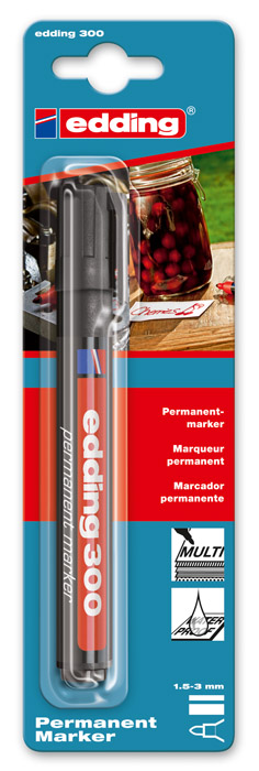 Маркер перманентный, круглое острие 1,5-3мм., 300, черн. Edding - фото 3