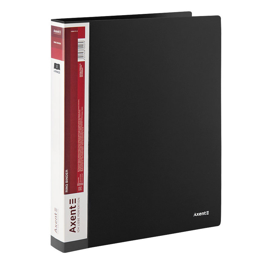 Папка А4, 35мм., 4кільця, пластик PP, внутрішня кишеня, чорн. Axent - фото 2