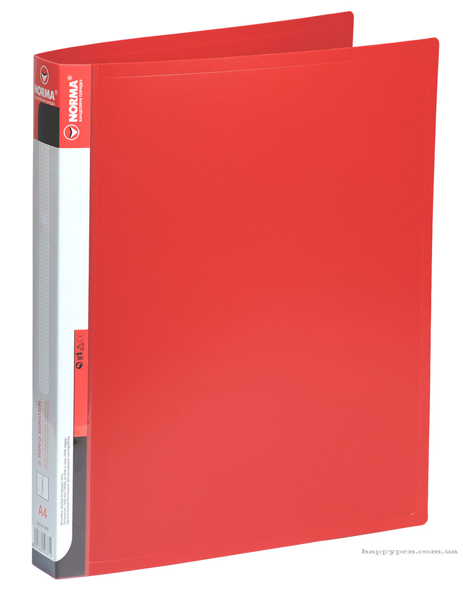 Папка А4, 25мм., 2кольца (PР), красн. NORMA - фото 2