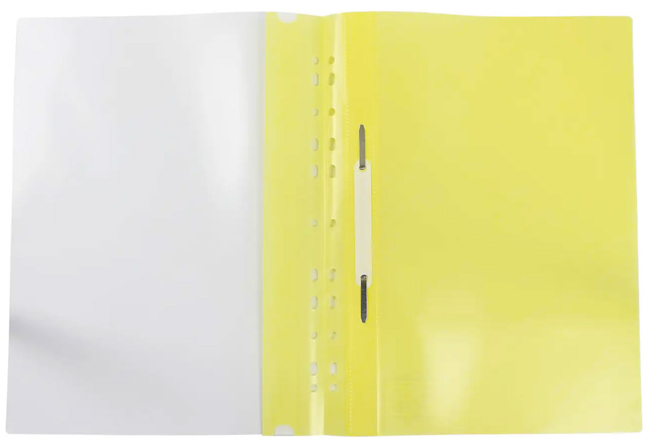 Швидкозшивач з прозорим верхом та європерфорацією, А4, жовт. 4Office - фото 3