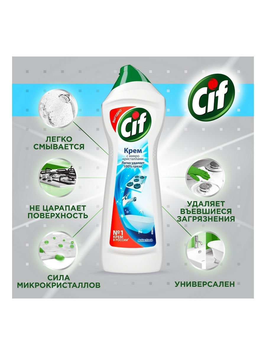 Чистячий крем, 250мл., актив фреш CIF - фото 6