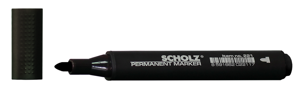Маркер перманентный, круглое острие 1-2мм., черн. Scholz - фото 3
