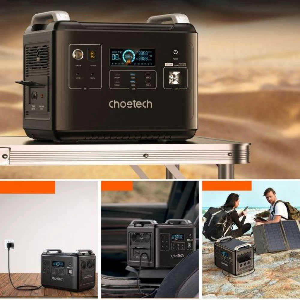 Мобильная зарядная станция Choetech 2000W, 1997Wh., PD 2*100W, QC 2*18W., USB-A 2*5V/2.4A, LiFePo4 CHOETECH - фото 6