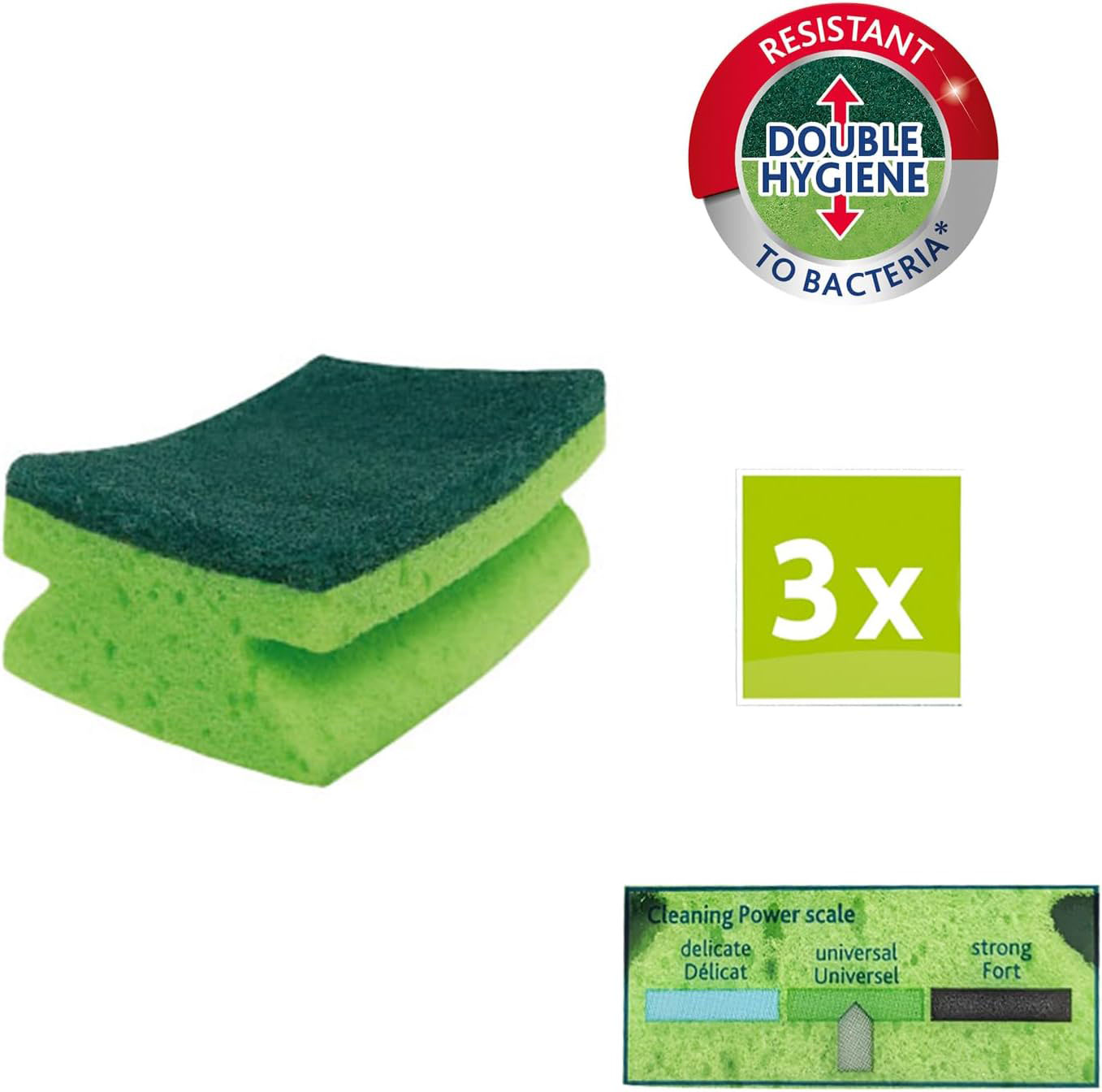 Губка антибактеріальна кухонна Ultra Fresh New, 3шт/уп., зелен. (4023103239500) Vileda - фото 2