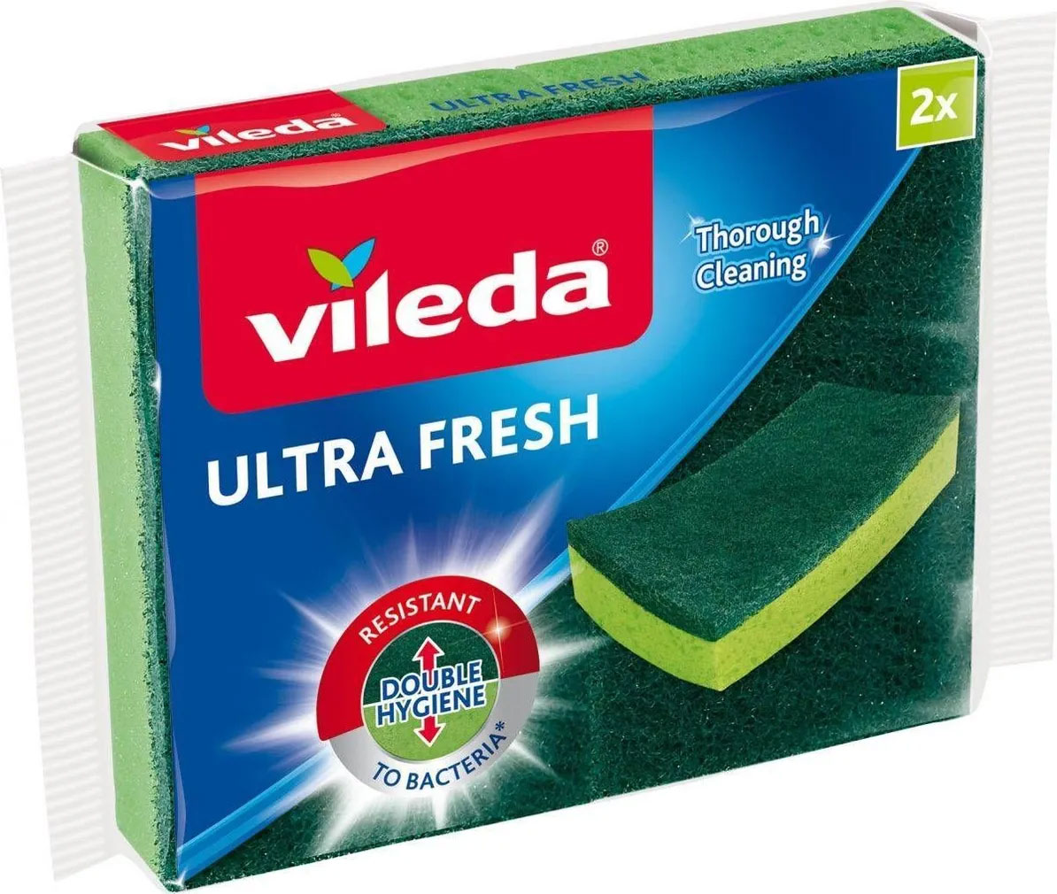 Губка антибактеріальна кухонна Ultra Fresh, 2шт/уп., зелен. (4023103200982) Vileda - фото 1