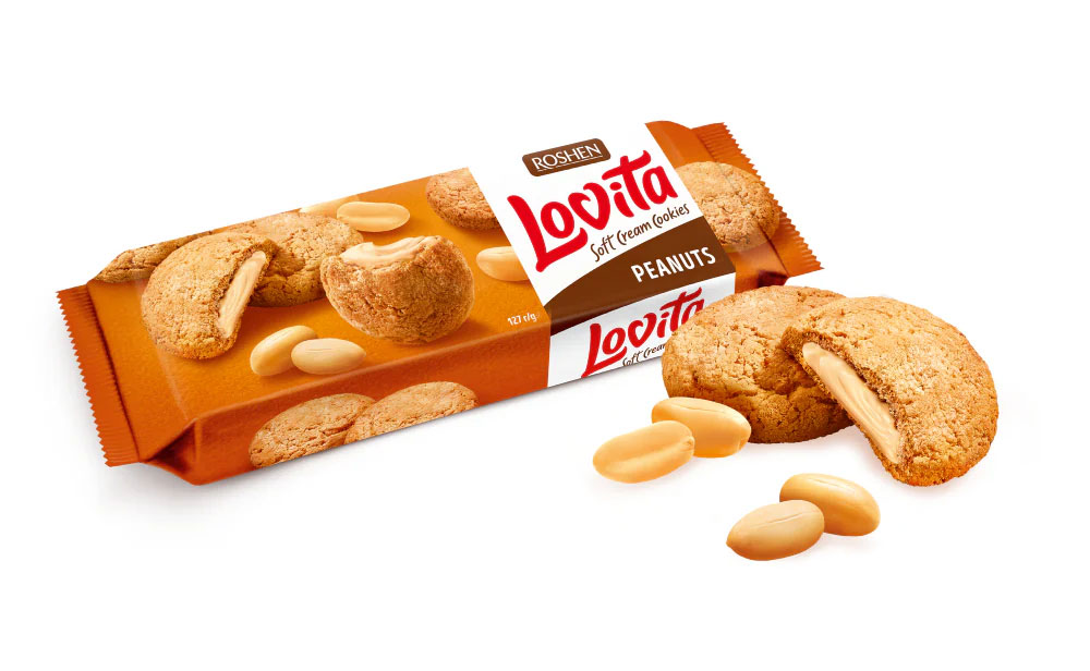 Печиво Lovita Soft Cream Cookies Peanut, 127гр. Roshen - фото 2