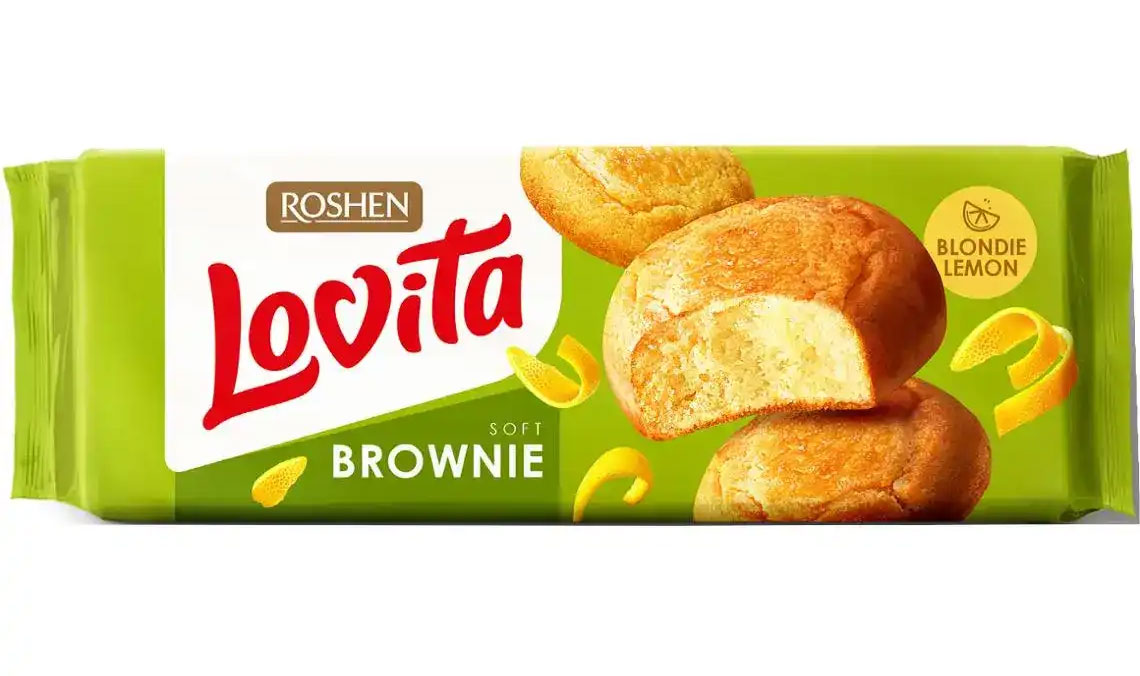 Печиво здобне Lovita Blondie Brownie з лимоном, 152г. (4823077646287) Roshen - фото 1