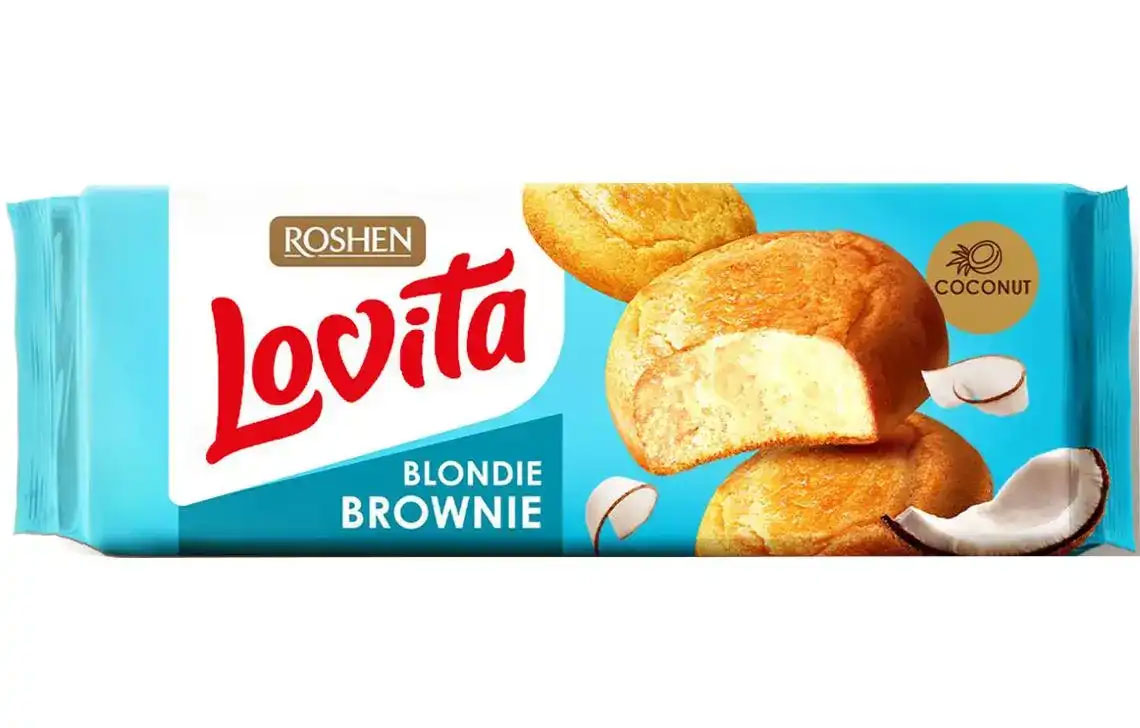 Печиво здобне Lovita Blondie Brownie з кокосом, 152г. (4823077646270) Roshen - фото 1