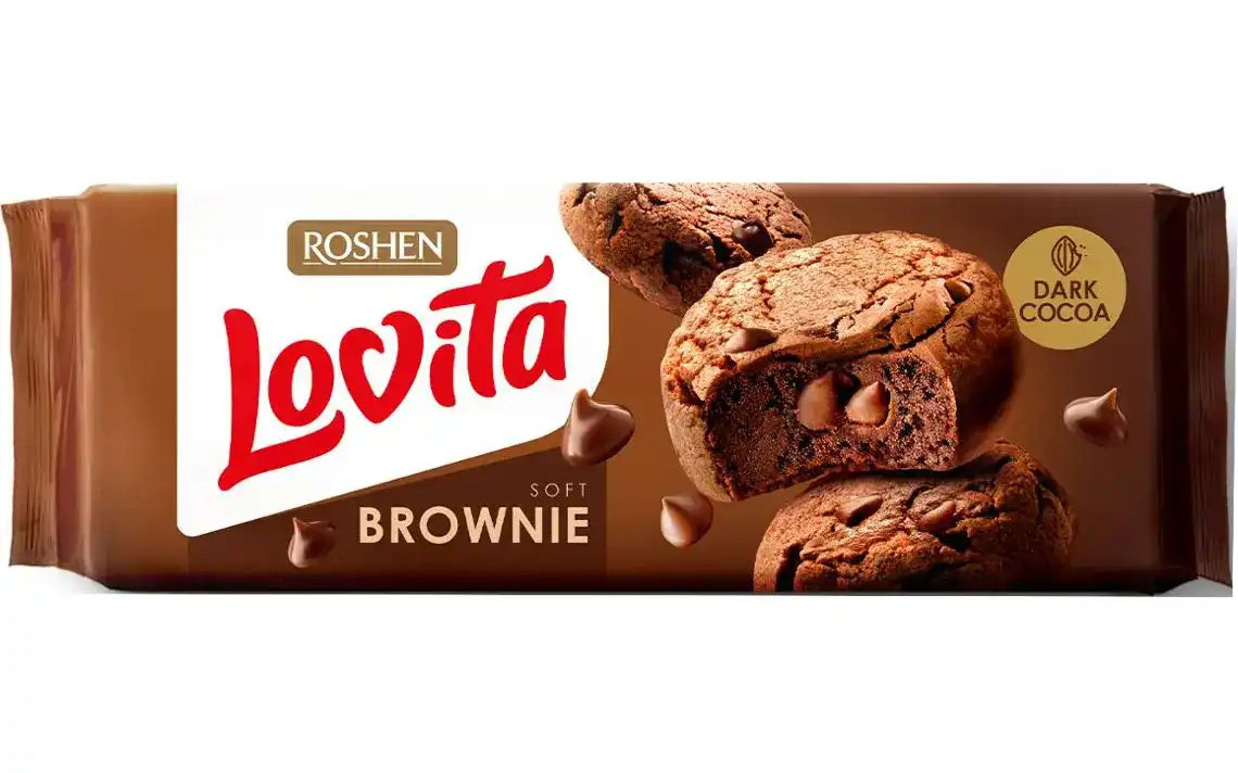 Печиво здобне Lovita Brownie з какао, 152г. (4823077646294) Roshen - фото 1