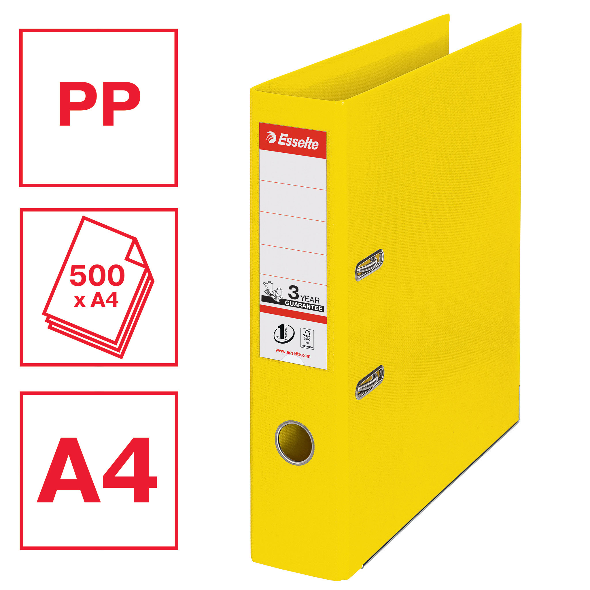 Реєстратор 7,5см. А4 (PP), No.1 Power Vivida, жовт. Esselte - фото 7