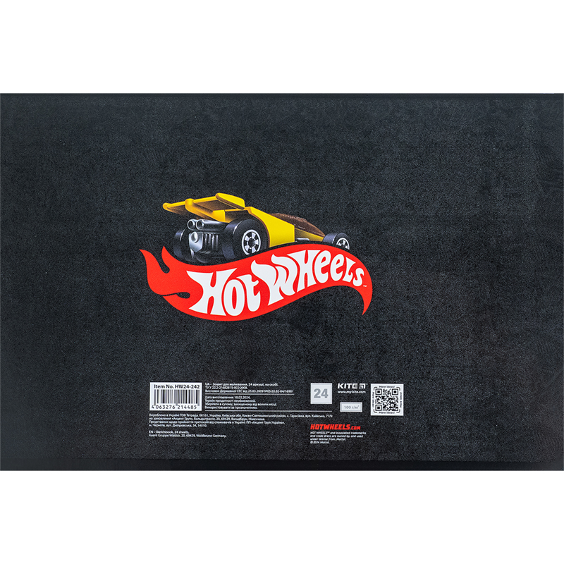 Тетрадь для рисования, 24л., скоба, софт тач + УФ лак, «Hot Wheels» Kite - фото 7