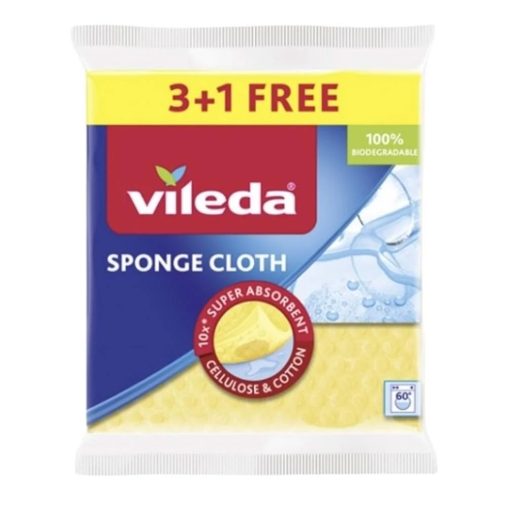 Салфетки влагопоглащающие, 18*20см, 3+1 (4шт/уп.), ассорт. Vileda - фото 1