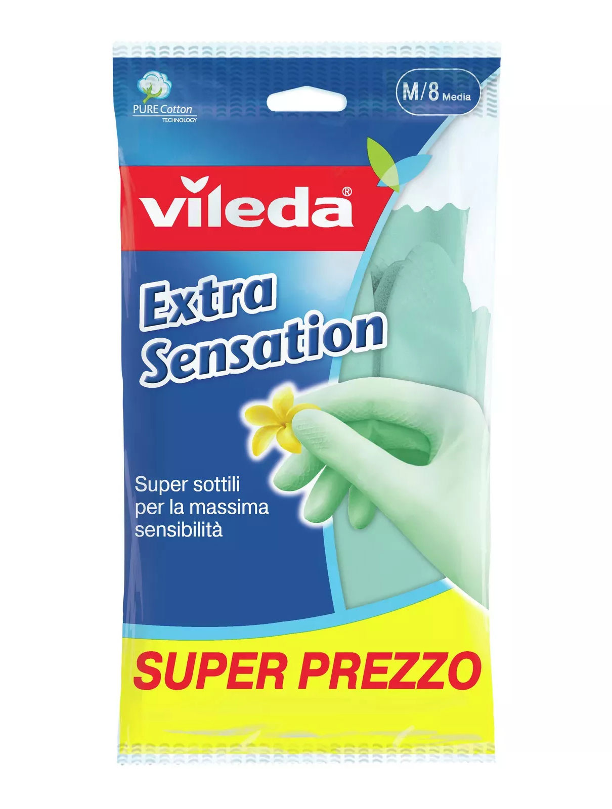 Рукавички гумові для прибирання Extra Sensation M, великі, м'ятний Vileda - фото 1