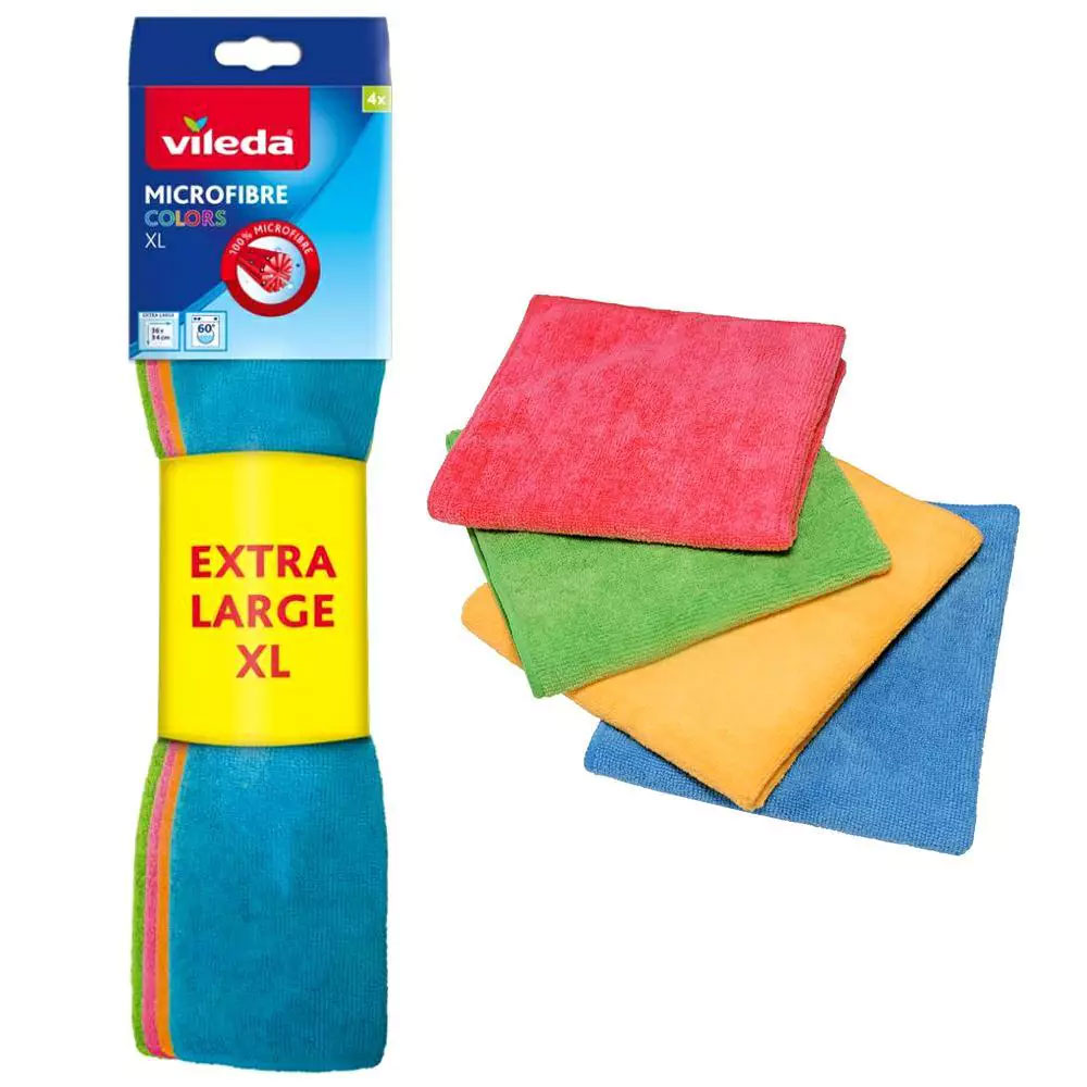 Серветка мікрофібра Microfibre Colors XL, 36*34см., 4шт/уп., асорті Vileda - фото 1