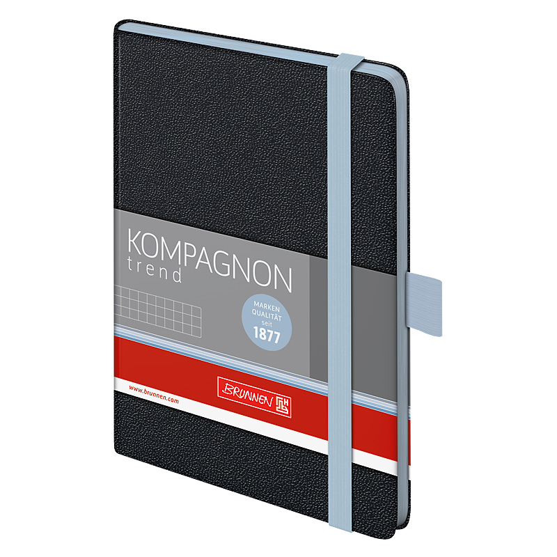 Книга записная А6 Компаньйон, клетка, голубой срез, черн. Brunnen - фото 1